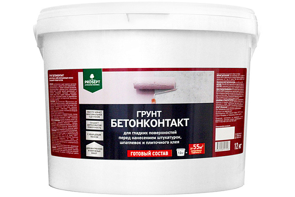 Бетоноконтакт 12кг ПРОСЕПТ (051-10) д/глад. поверх. перед нанесением штук., шпат., плиточного клея