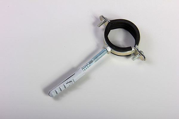 Хомут с гайкой 8мм 1/2" (48-52мм) и резиновым профилем для крепления труб (комплект)