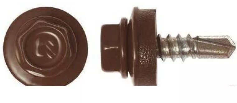 Саморез кров. 5,5х19 по металлу (коричневый) 8017