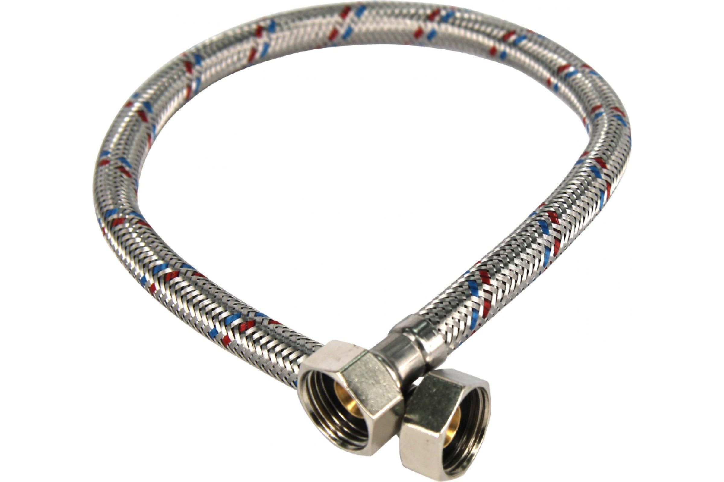 Гибкая подводка для смесителя (стальная гайка) 60см (2шт/упак) 04833