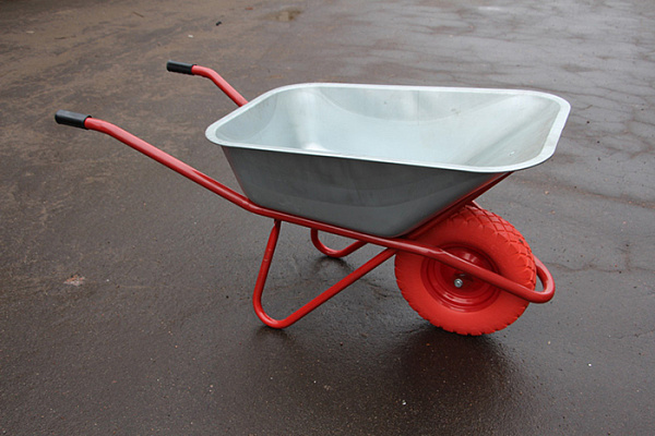 Тачка строительная 100л 1 колесо (200кг) ТЕХПРОМ WB5009 (6418) (литое полиуретановое колесо)