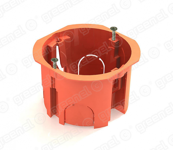 Подрозетник для установки в бетон 68х45 Greenel оранжевый/красный GE40006