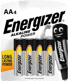 Батарейка Energizer (Энерджайзер) LR6 Alkaline Power BP4 (пальчиковые) 1упак/4шт (599) 737 - фото 1