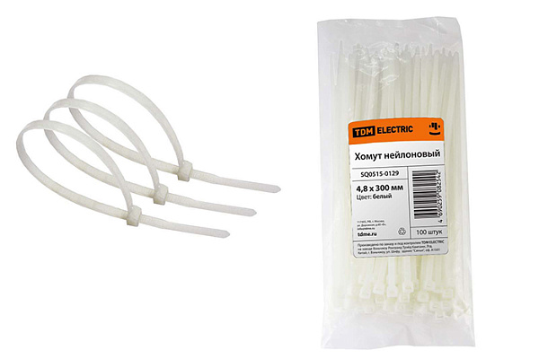 Хомут 4,8х300мм нейлон (100шт) белые 0515-0129