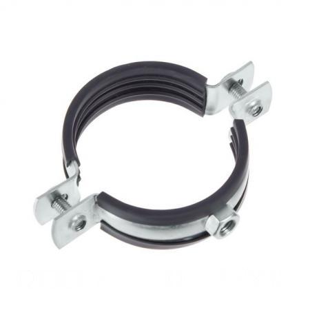Хомут с гайкой 8мм 1" (48-53мм) и резиновым профилем для крепления труб