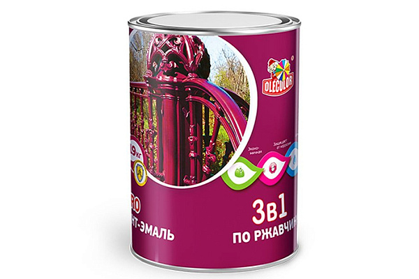 Грунт-эмаль 3 в 1 по ржавчине черный 0,9кг Олеколор (OLECOLOR)