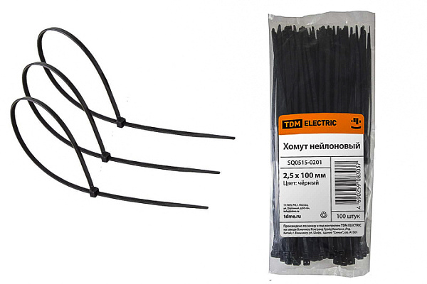 Хомут 2,5х100мм нейлон (100шт) черные арт. 0515-0201