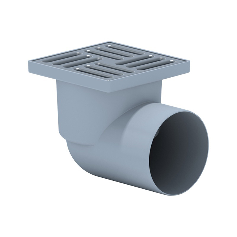 Трап канализационный 110 150х150мм горизонтальный с решеткой из нерж. стали (сухой затвор)