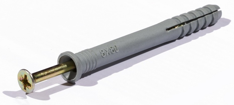 Дюбель с гвоздем-шурупом 8х80 потай Omax