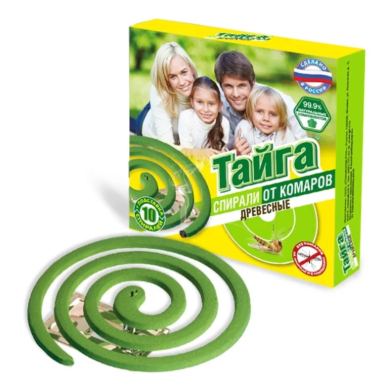 Средство от комаров "Тайга" спирали древесные (10шт)