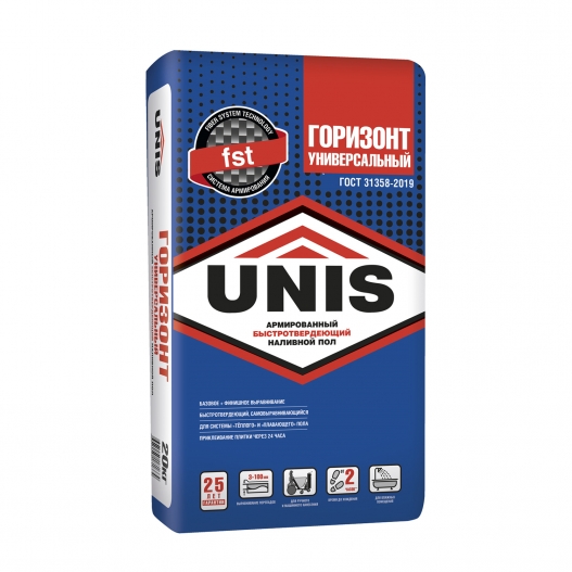 Юнис Горизонт универсальный быстротвердеющий наливной пол 20кг  (2-100мм слой нанесения)