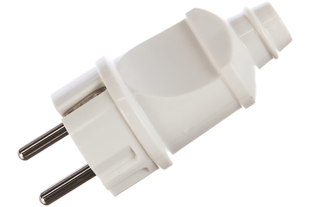 Вилка Universal прямая с/з белая 16А 250В А101