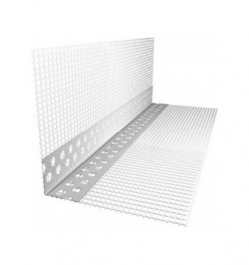 Уголок ПВХ перфорированный с армирующей сеткой 10х15см 2,5м фасадный