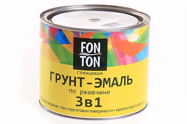 Грунт-эмаль 3 в 1 по ржавчине белая глянц. 1,8кг FonTon