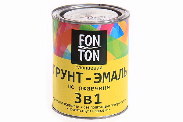 Грунт-эмаль 3 в 1 по ржавчине черная глянц. 0,8кг FonTon