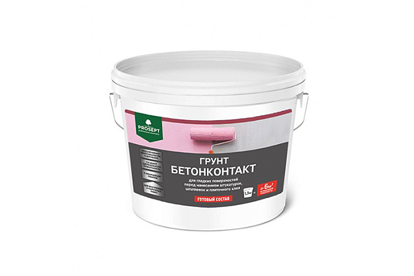 Бетоноконтакт 1,3кг ПРОСЕПТ (051-1) д/глад. поверх. перед нанесеием штук., шпат., плиточного клея