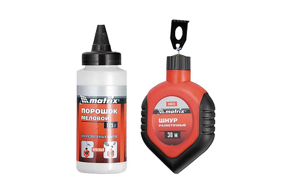 Нить (шнур) разметочная в пластмассовом обрезиненном корпусе, порошок красный Матрикс (84855)