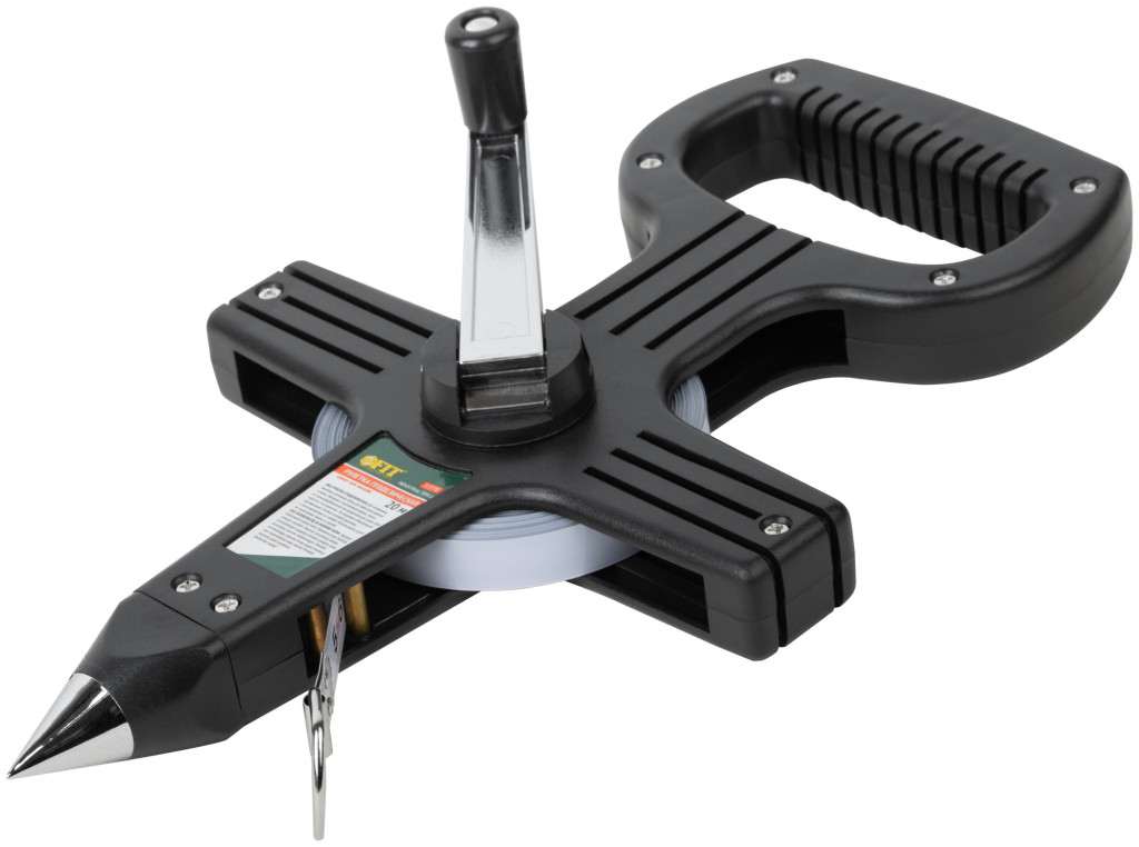 Рулетка 20м геодезическая, стальная лента, черный открытый пластиковый корпус (17770)