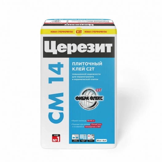 Клей плиточный Церезит (Ceresit) СМ 14 (С2Т) повышенной надежности 25кг