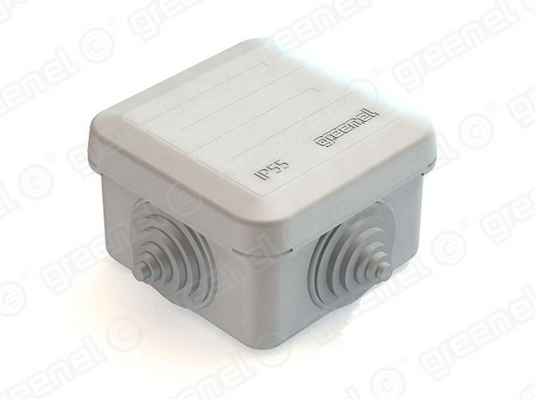 Короб распределительный 70х70х40мм ОП IP55 4 входа серый Greenel GE41236