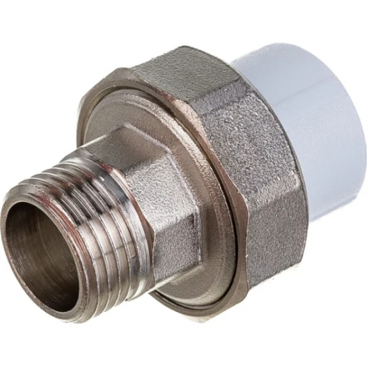 Муфта PPR с накидной гайкой НР 20x1/2'' серая 10156015Г (американка)