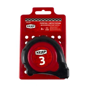 Рулетка 3м/16мм с автостопом, 2-ухкомп. корпус Кедр 018-0316