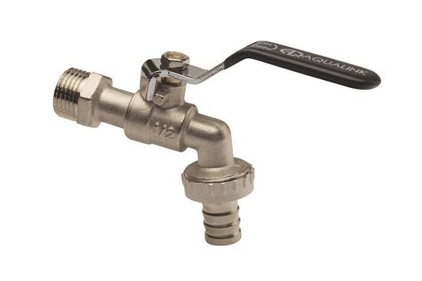 Кран шаровой для воды 1/2" водоразборный силуминовый ДУ15 AQUALINK под шланг, рычаг ECO (03965)